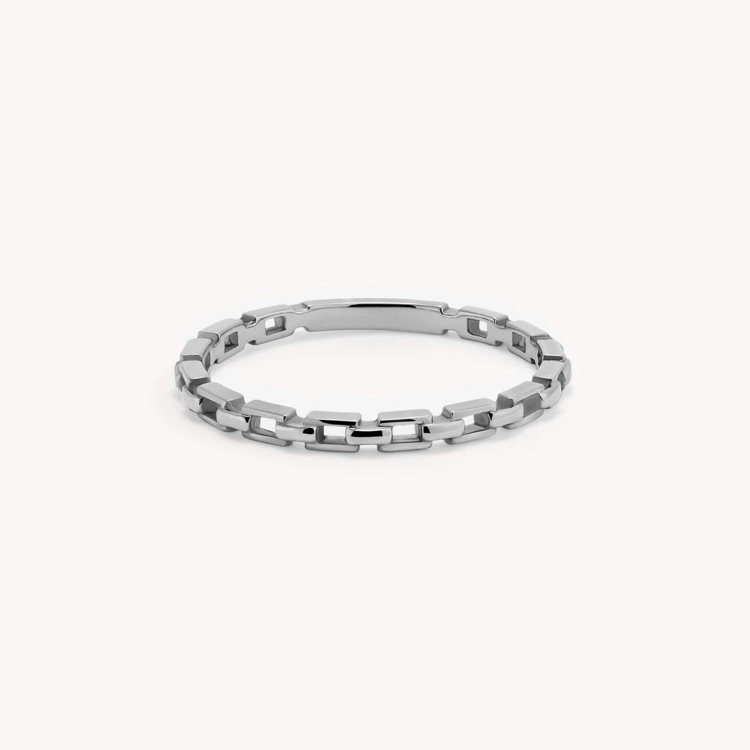 Link Chain Ring – 14K Solid Gold Statement Band for Layering