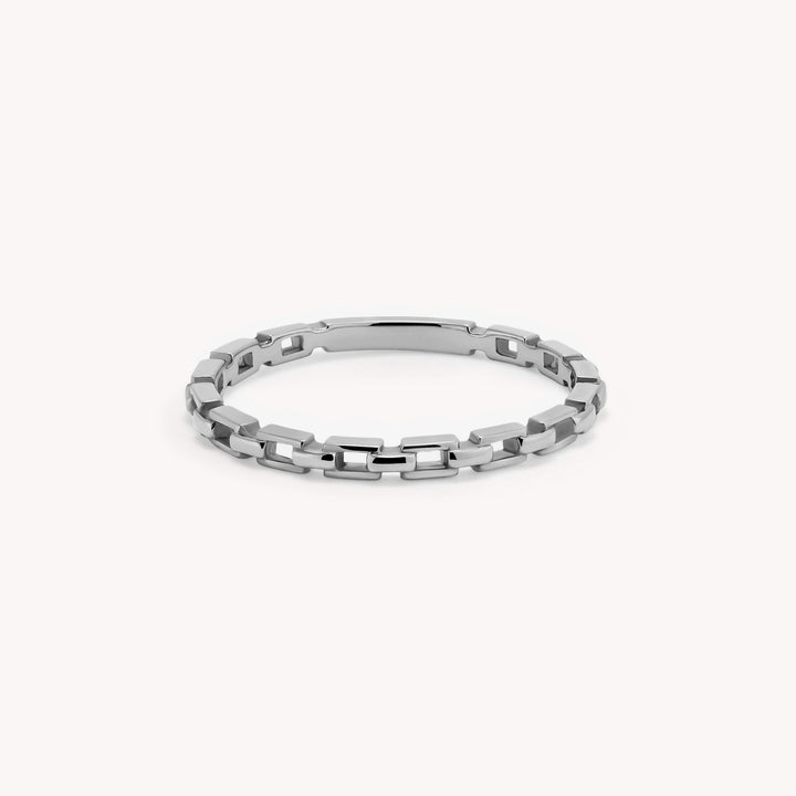 Link Chain Ring – 14K Solid Gold Statement Band for Layering