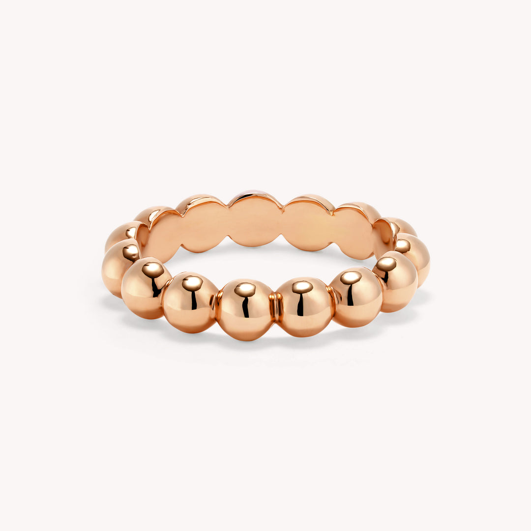 Beaded Stackable  Chunky 14K Gold Ring (4mm Beads)