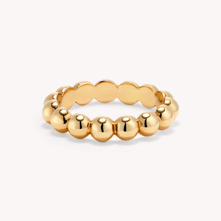 Beaded Stackable  Chunky 14K Gold Ring (4mm Beads)