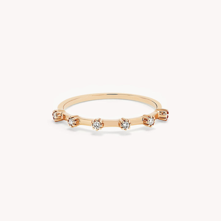 6 Stones Diamond 14K Solid Gold Wedding Band – Elegant Wedding & Engagement Ring