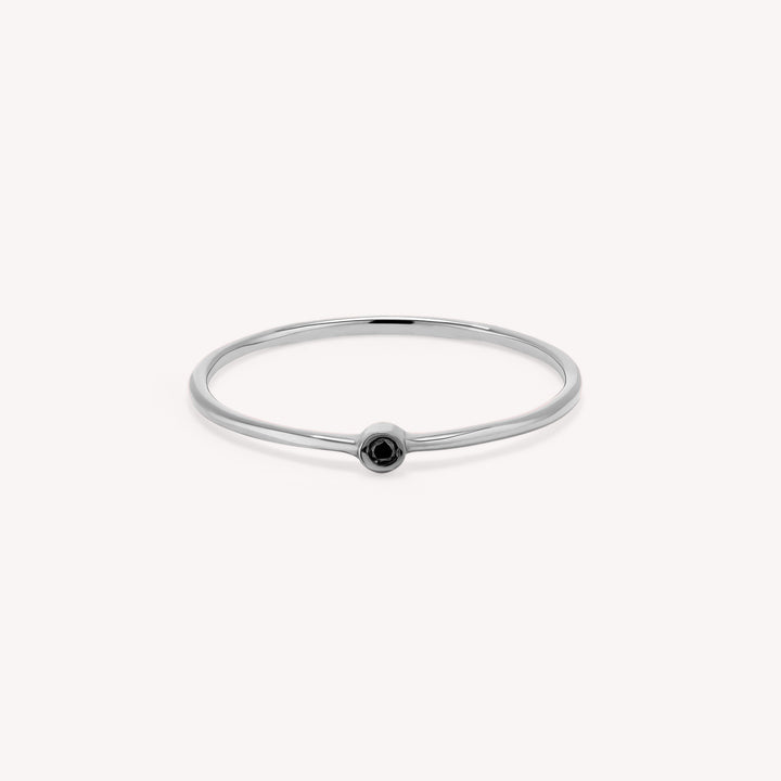 Black Diamond Solitaire Band – Minimalist 14K Solid Gold Stacking Ring