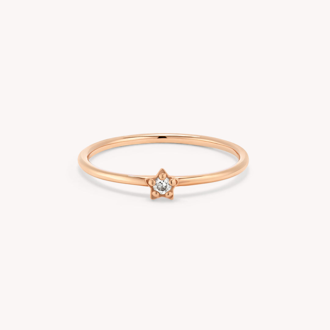 Dainty Star Diamond Ring in 14K Gold