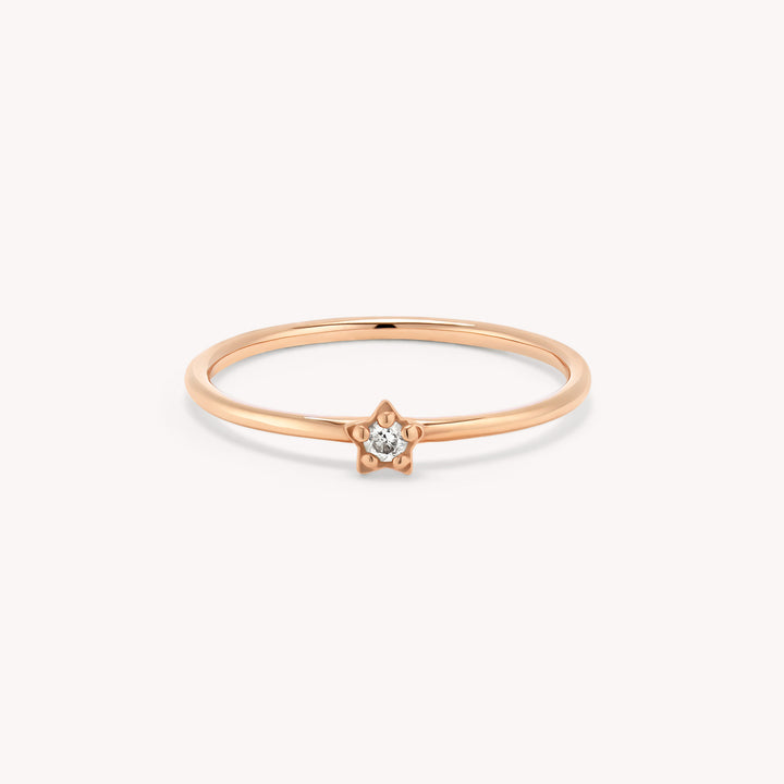 Dainty Star Diamond Ring in 14K Gold
