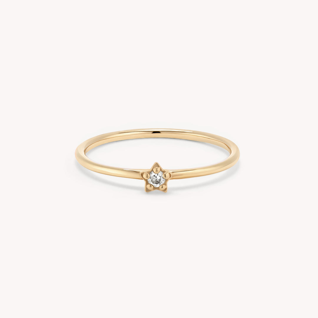 Dainty Star Diamond Ring in 14K Gold