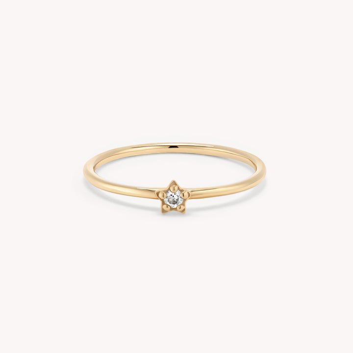 Dainty Star Diamond Ring in 14K Gold