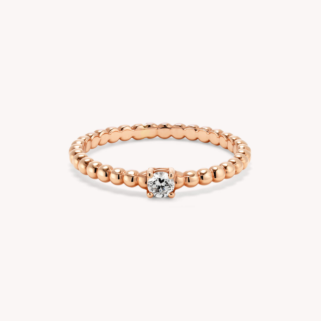 Diamond Beaded 14K Gold Wedding Ring - 0.1 ct.
