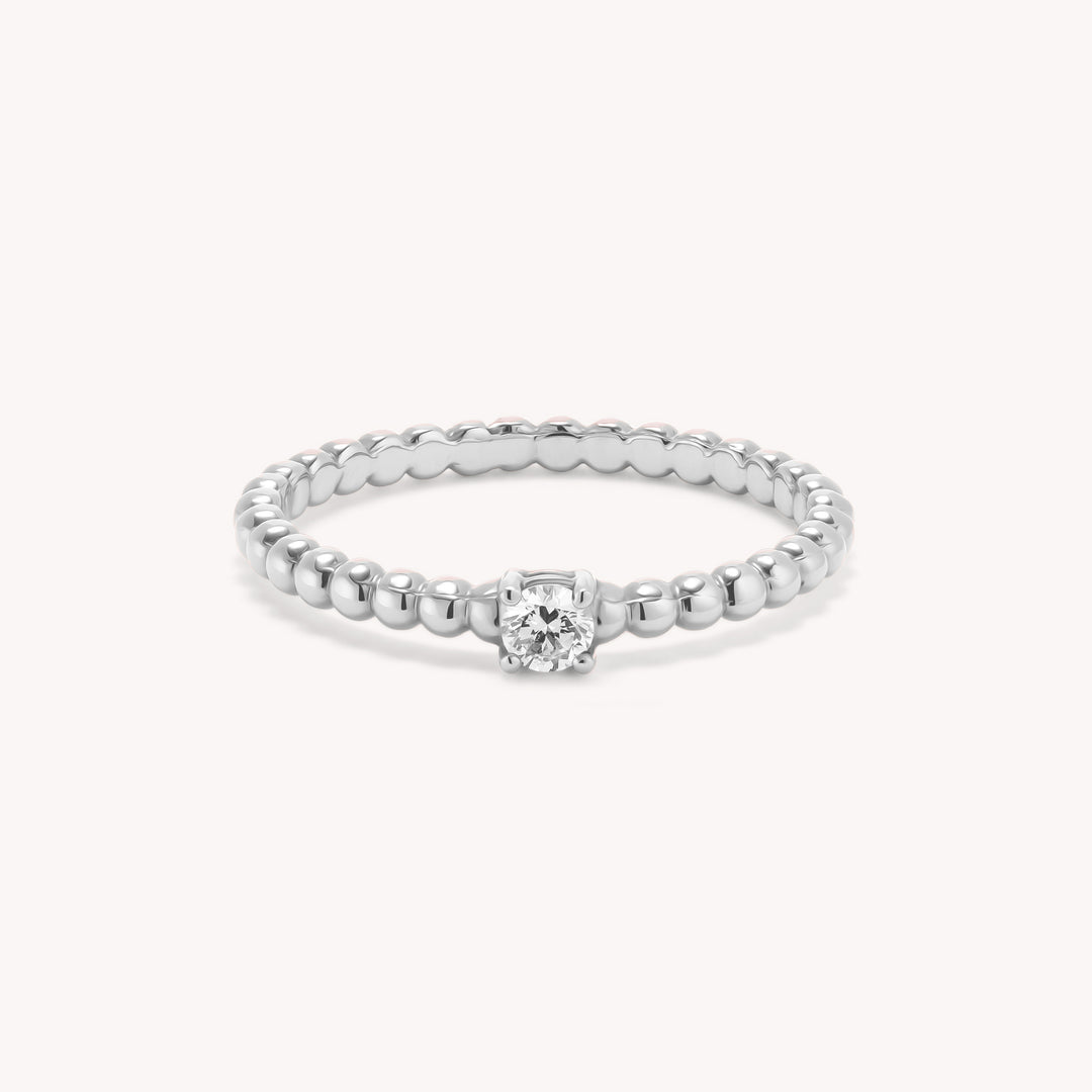 Diamond Beaded 14K Gold Wedding Ring - 0.1 ct.