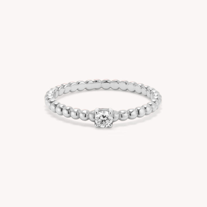 Diamond Beaded 14K Gold Wedding Ring - 0.1 ct.
