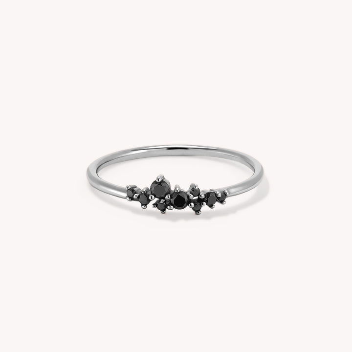 Black Diamond Cluster Ring in 14K Solid Gold