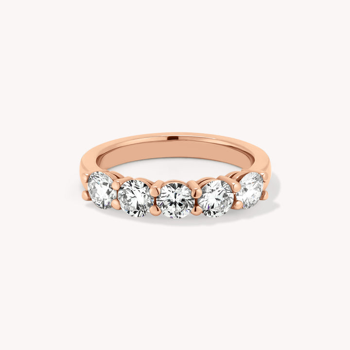 Lab-Grown Classic Diamond Half Eternity Ring – 5-Stone, 1 ctw. (2.5mm) , 1.5 ctw (3mm)