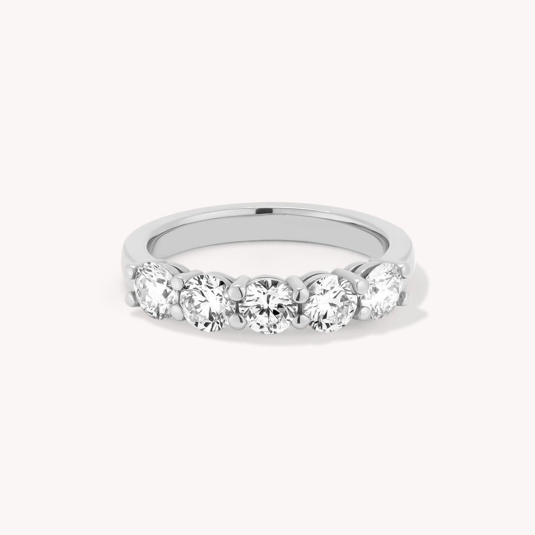 Lab-Grown Classic Diamond Half Eternity Ring – 5-Stone, 1 ctw. (2.5mm) , 1.5 ctw (3mm)