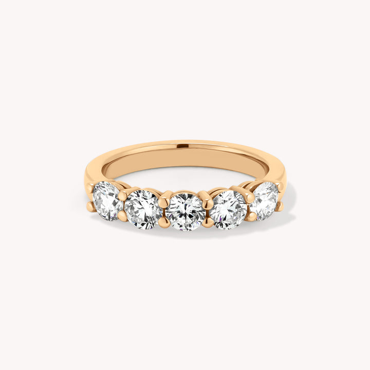 Lab-Grown Classic Diamond Half Eternity Ring – 5-Stone, 1 ctw. (2.5mm) , 1.5 ctw (3mm)