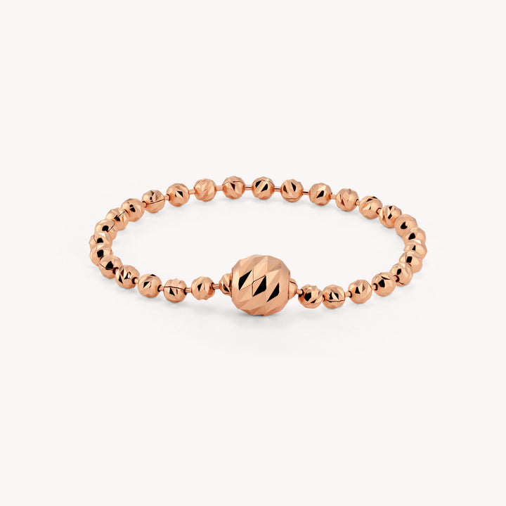 Rain-Cut Ball Chain 14K Gold Ring