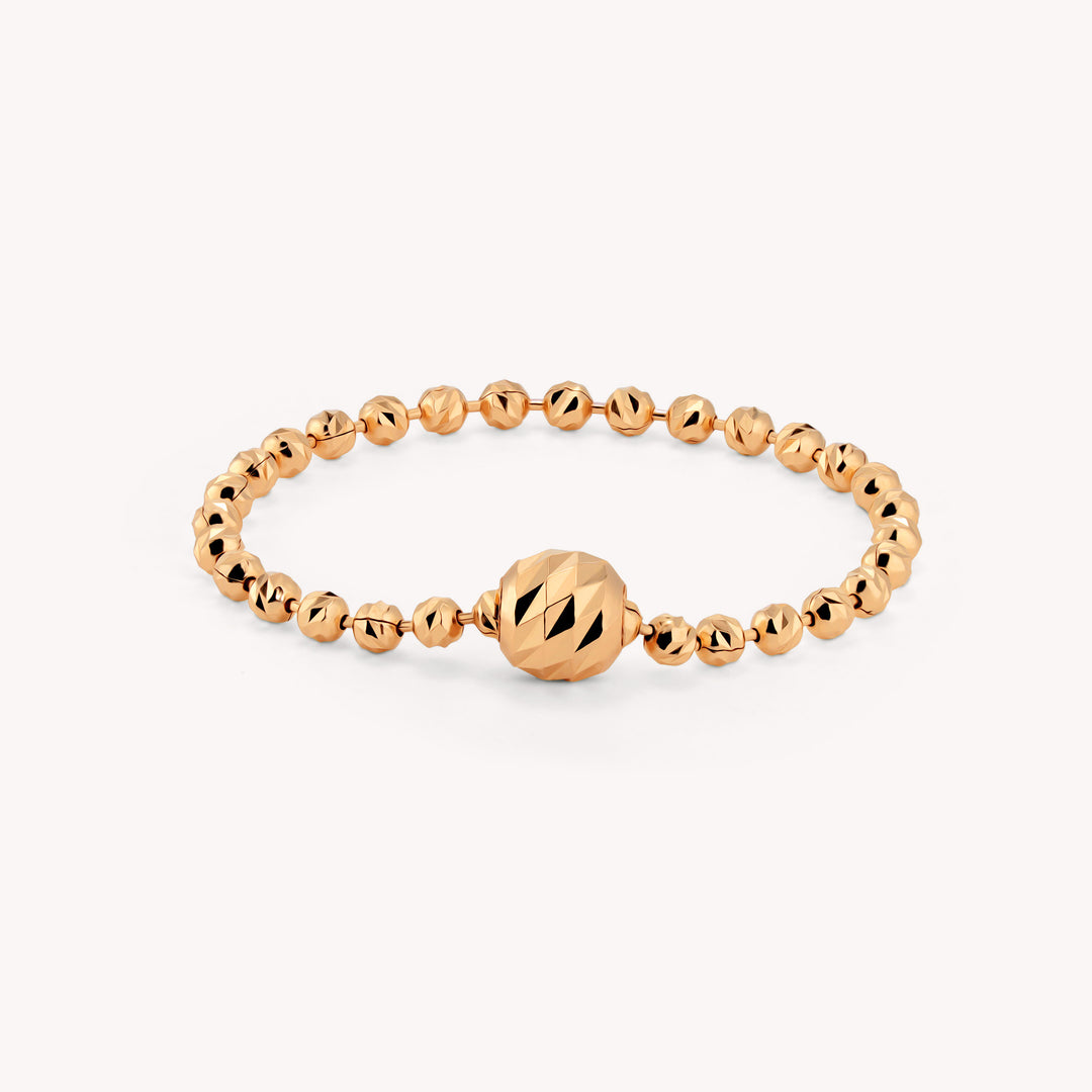 Rain-Cut Ball Chain 14K Gold Ring