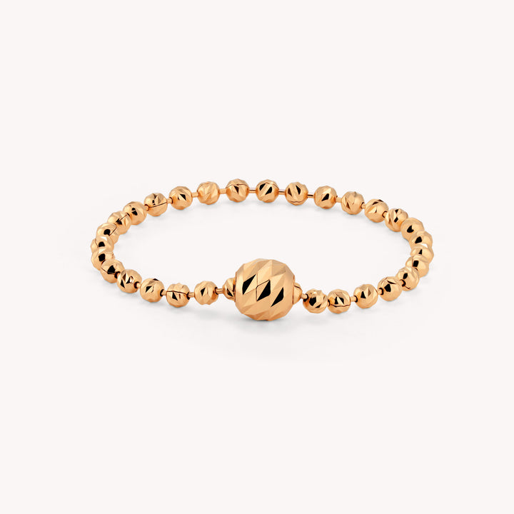 Rain-Cut Ball Chain 14K Gold Ring