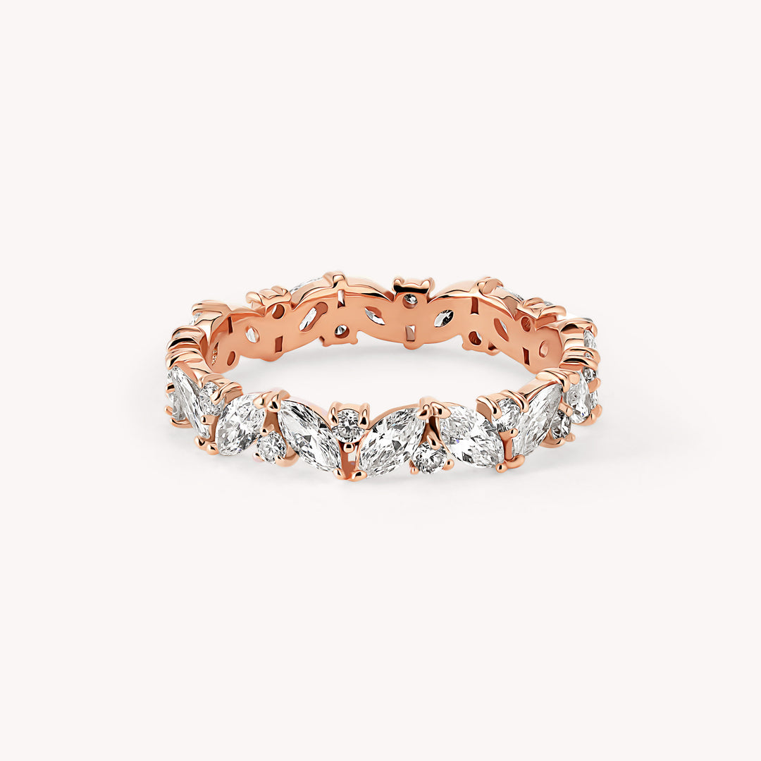 Marquise & Round Diamond Full Eternity Engagement Ring Wedding Band- 1.5 ct.tw. - 14K Solid Gold