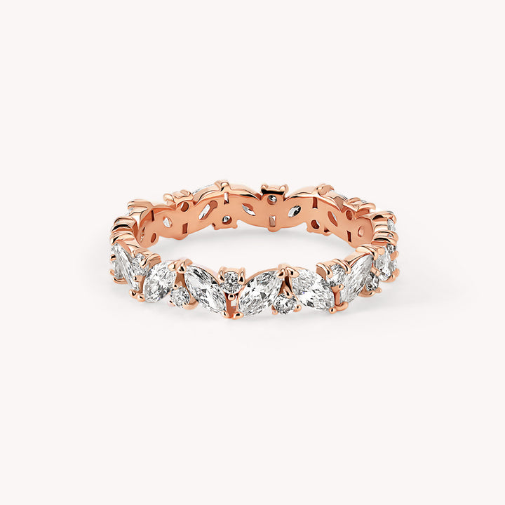 Marquise & Round Diamond Full Eternity Engagement Ring Wedding Band- 1.5 ct.tw. - 14K Solid Gold