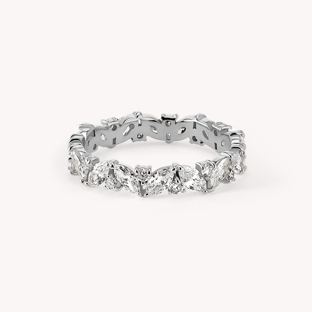 Marquise & Round Diamond Full Eternity Engagement Ring Wedding Band- 1.5 ct.tw. - 14K Solid Gold