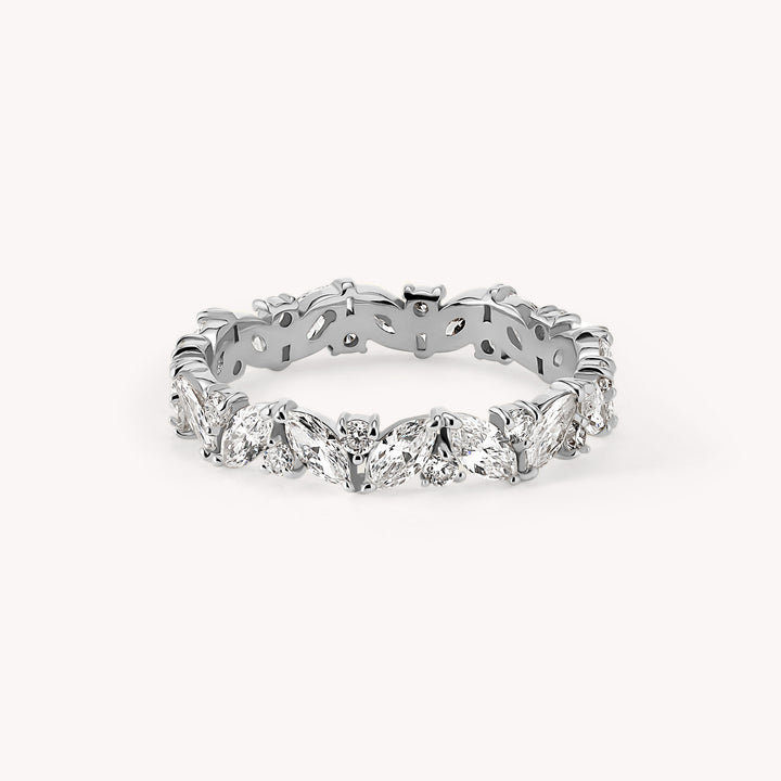 Marquise & Round Diamond Full Eternity Engagement Ring Wedding Band- 1.5 ct.tw. - 14K Solid Gold