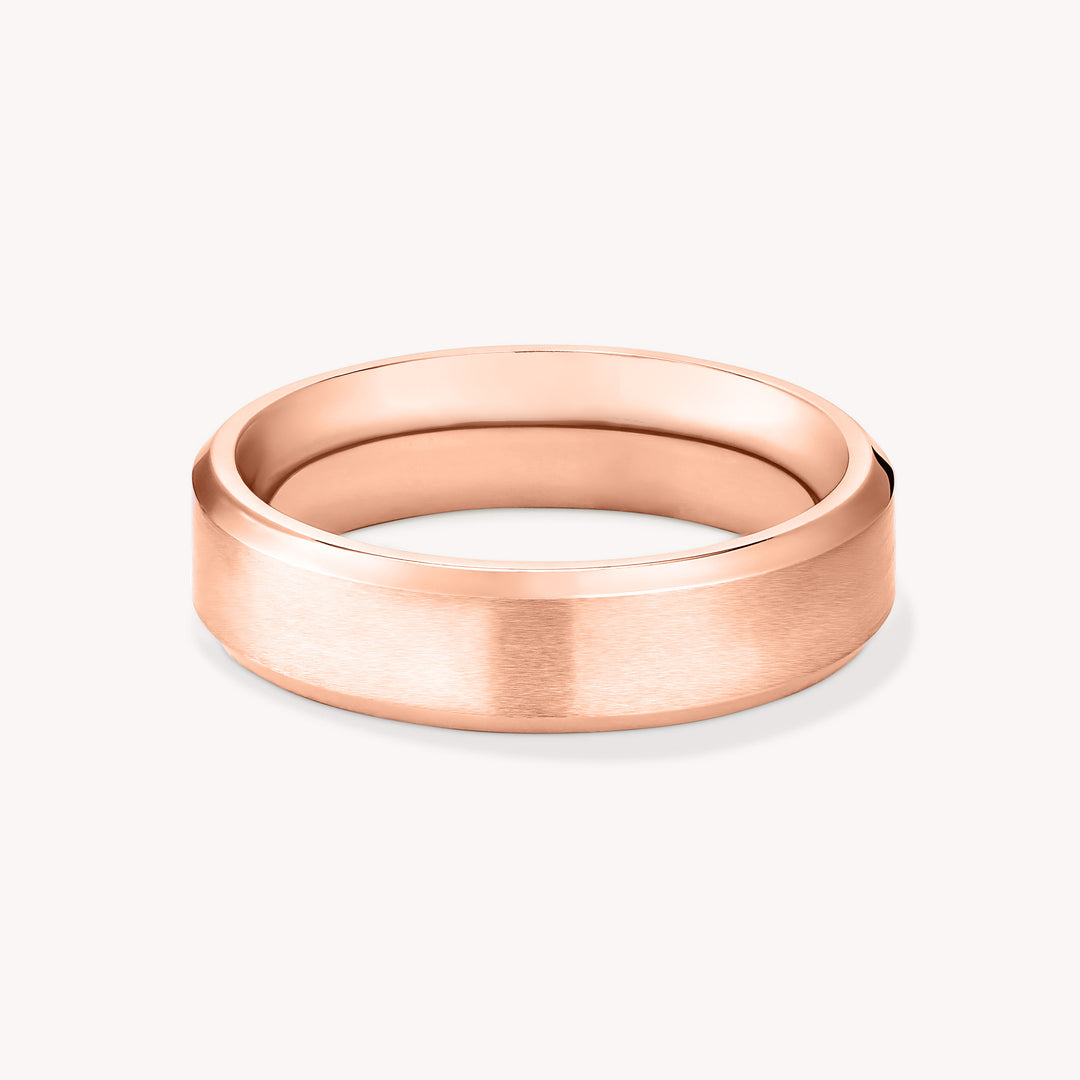Flat and Beveled Edge Men Wedding Band Ring - 4mm