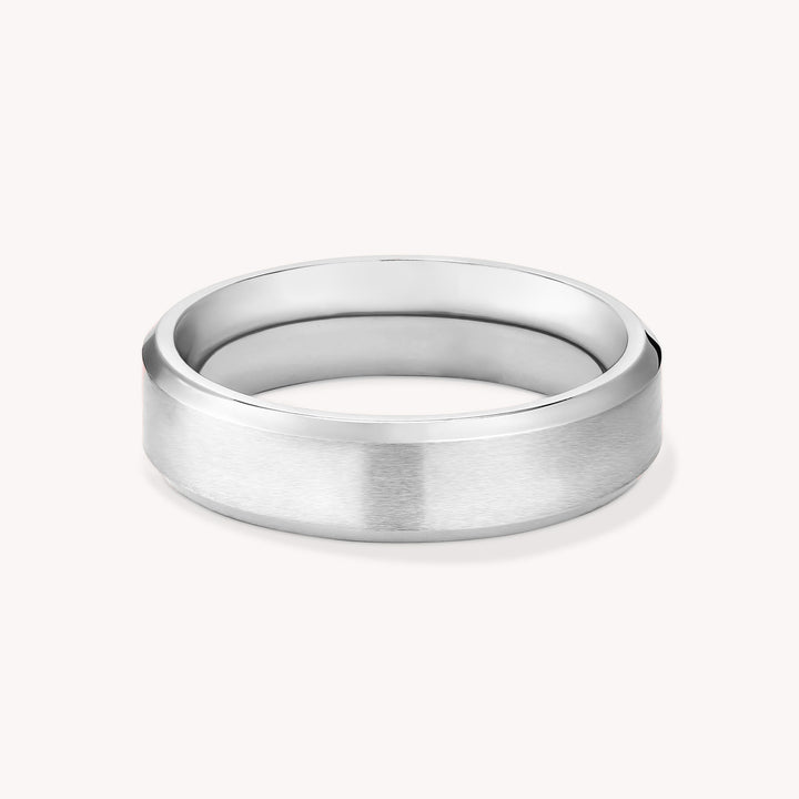 Flat and Beveled Edge Men Wedding Band Ring - 4mm