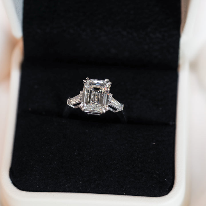 4ct Emerald-Cut Engagement Ring with Tapered Baguette Side Stones