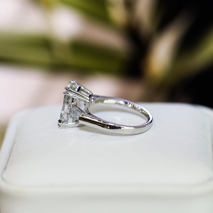 4ct Emerald-Cut Engagement Ring with Tapered Baguette Side Stones