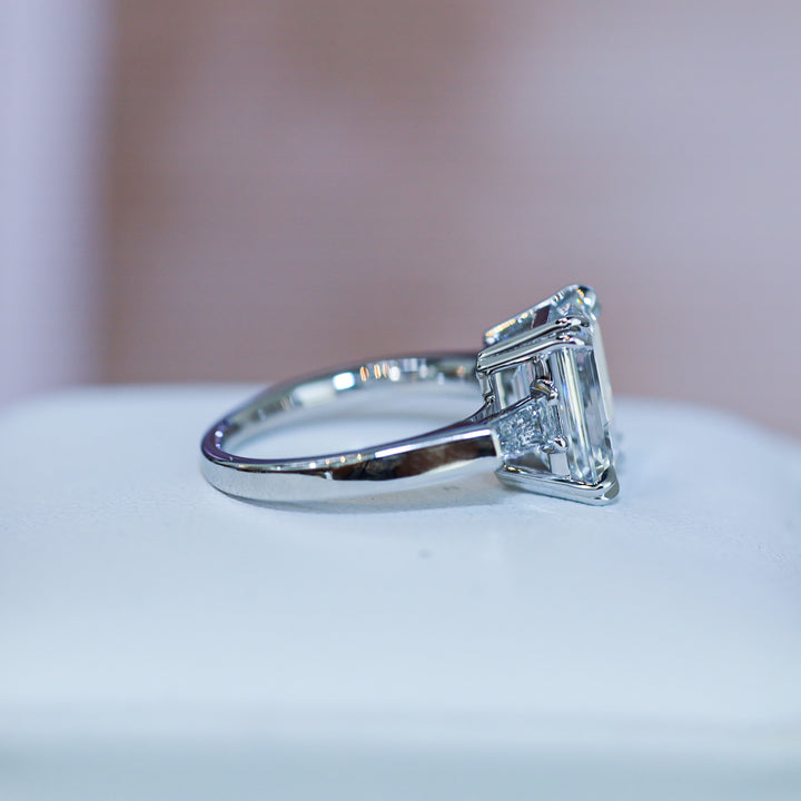 4ct Emerald-Cut Engagement Ring with Tapered Baguette Side Stones