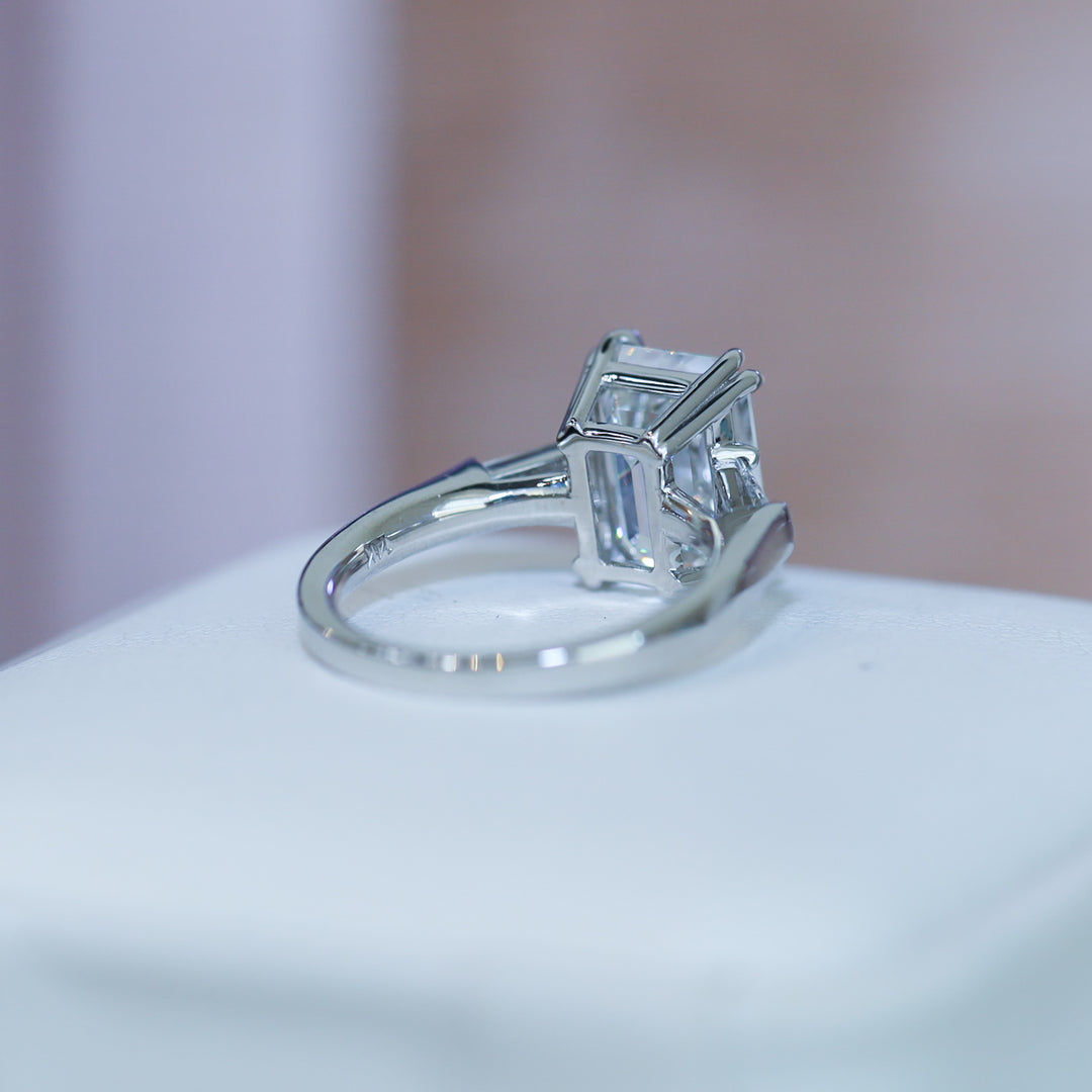 4ct Emerald-Cut Engagement Ring with Tapered Baguette Side Stones
