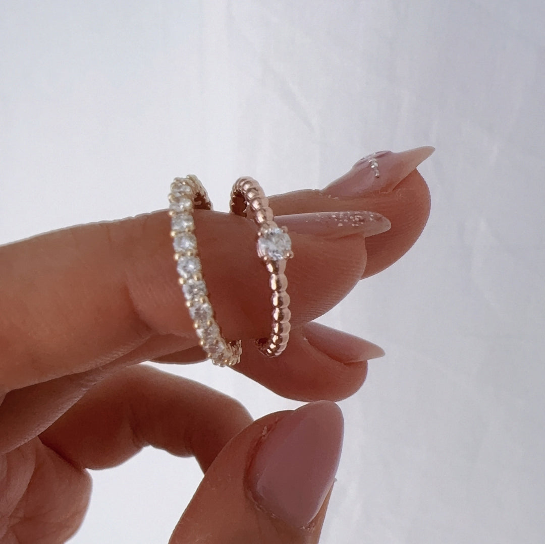 Diamond Beaded 14K Gold Wedding Ring - 0.05ct