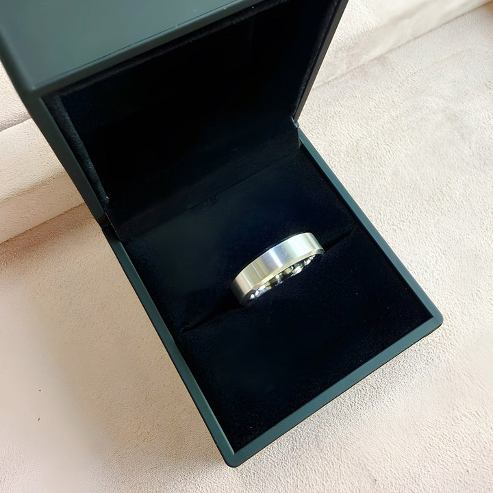Flat and Beveled Edge Men Wedding Band Ring - 4mm