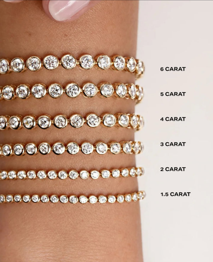 Lab Grown Diamond Bezel Tennis Bracelet in 14K Solid Gold (1.5 ct - 10 ct)