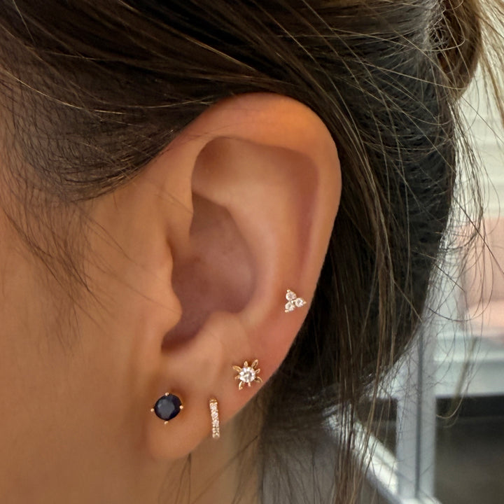 Diamond Polaris Star Stud Earrings – Tiny 14K Gold Star Diamond Studs (Single or Pair)