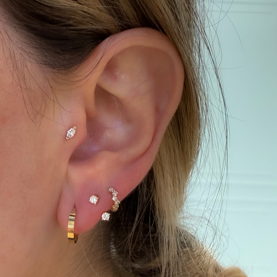 Petite Marquise Muse Stud Earrings – Delicate 14K Gold - 4mm