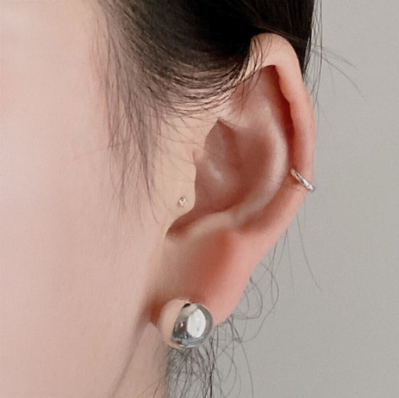 Bold Ball Huggie Hoop Earrings (Large 13mm) – Chunky 14K Solid Gold Circular Bead Sphere Hoops