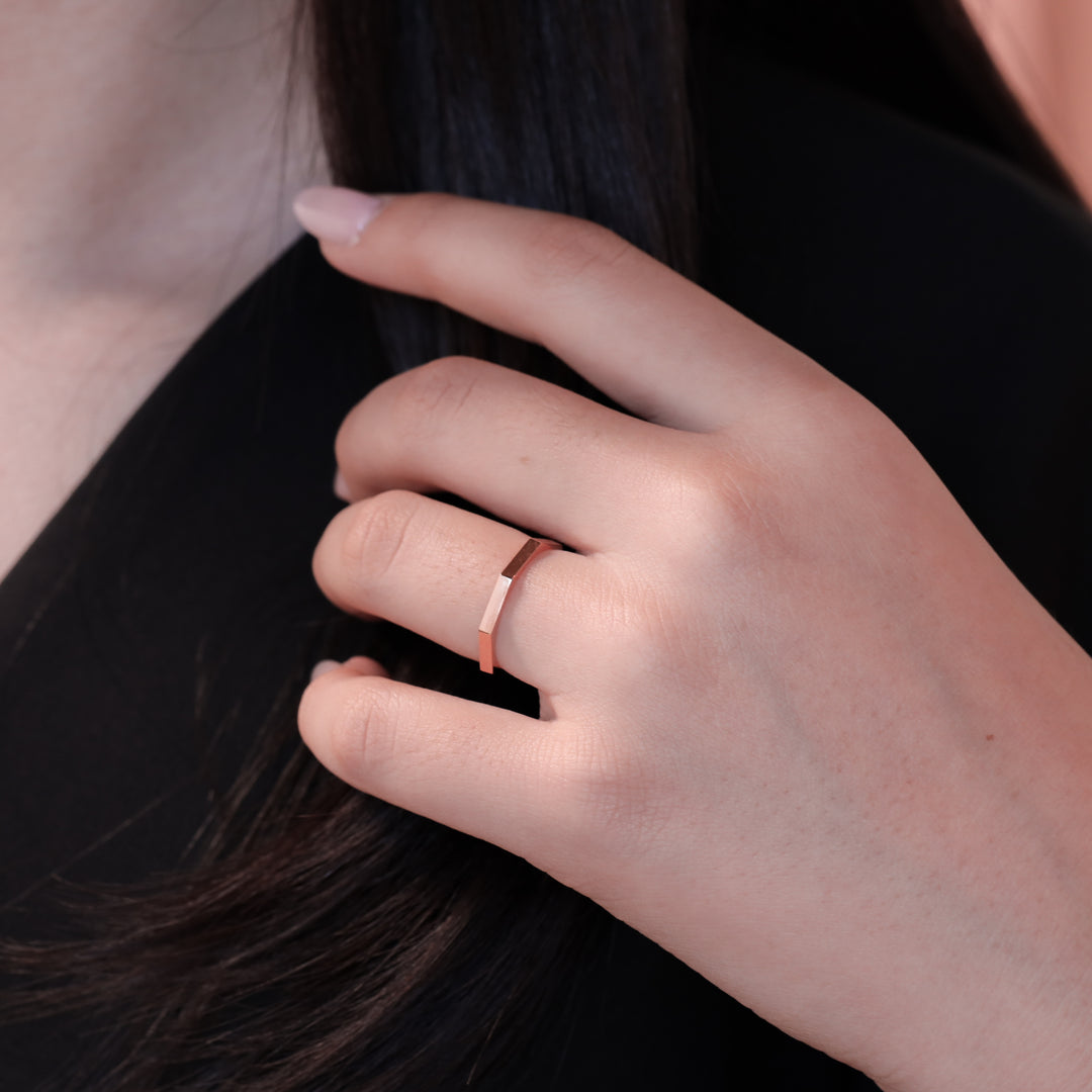 Octagon Bolt Ring - 14K Solid Gold