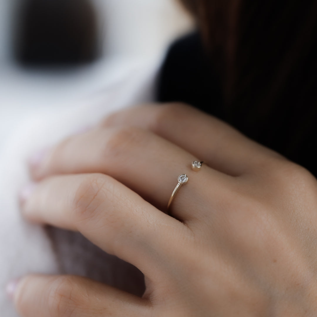 Dainty Diamond Open Ring – 14K Solid Gold