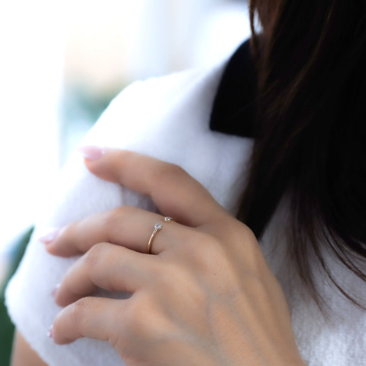 Dainty Diamond Open Ring – 14K Solid Gold