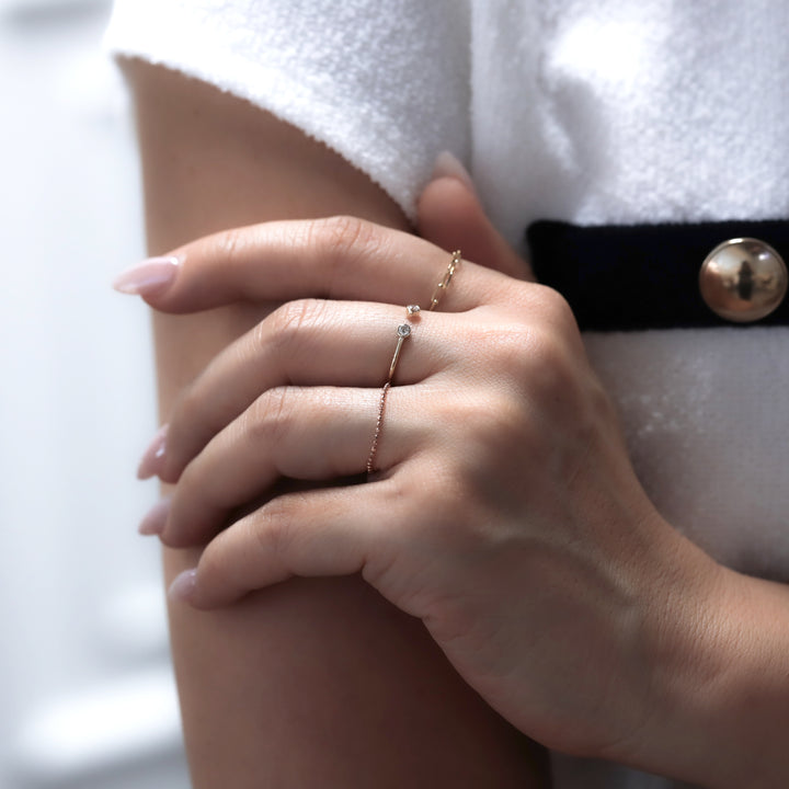 Dainty Diamond Open Ring – 14K Solid Gold