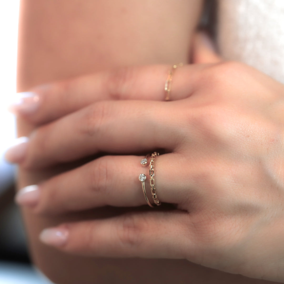 Dainty Diamond Open Ring – 14K Solid Gold