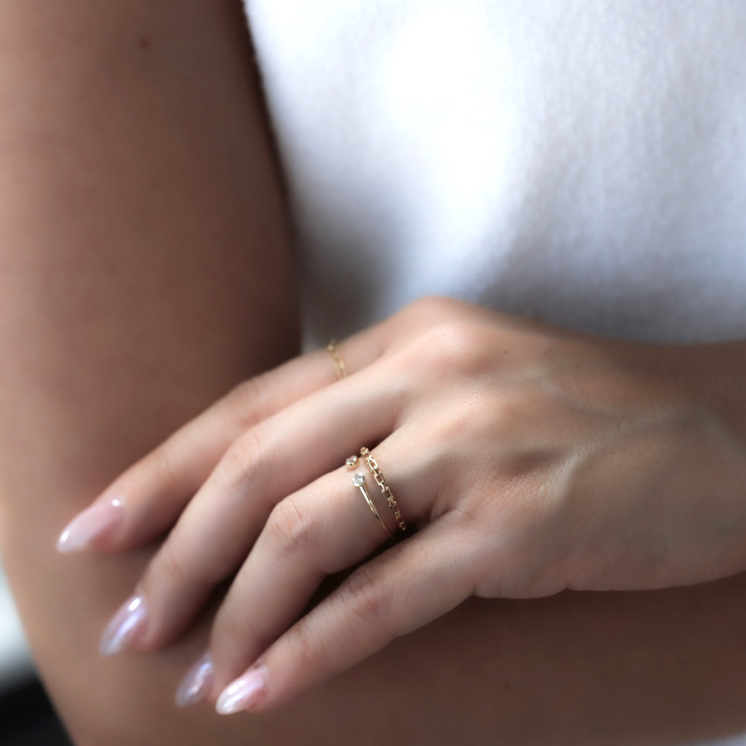 Dainty Diamond Open Ring – 14K Solid Gold