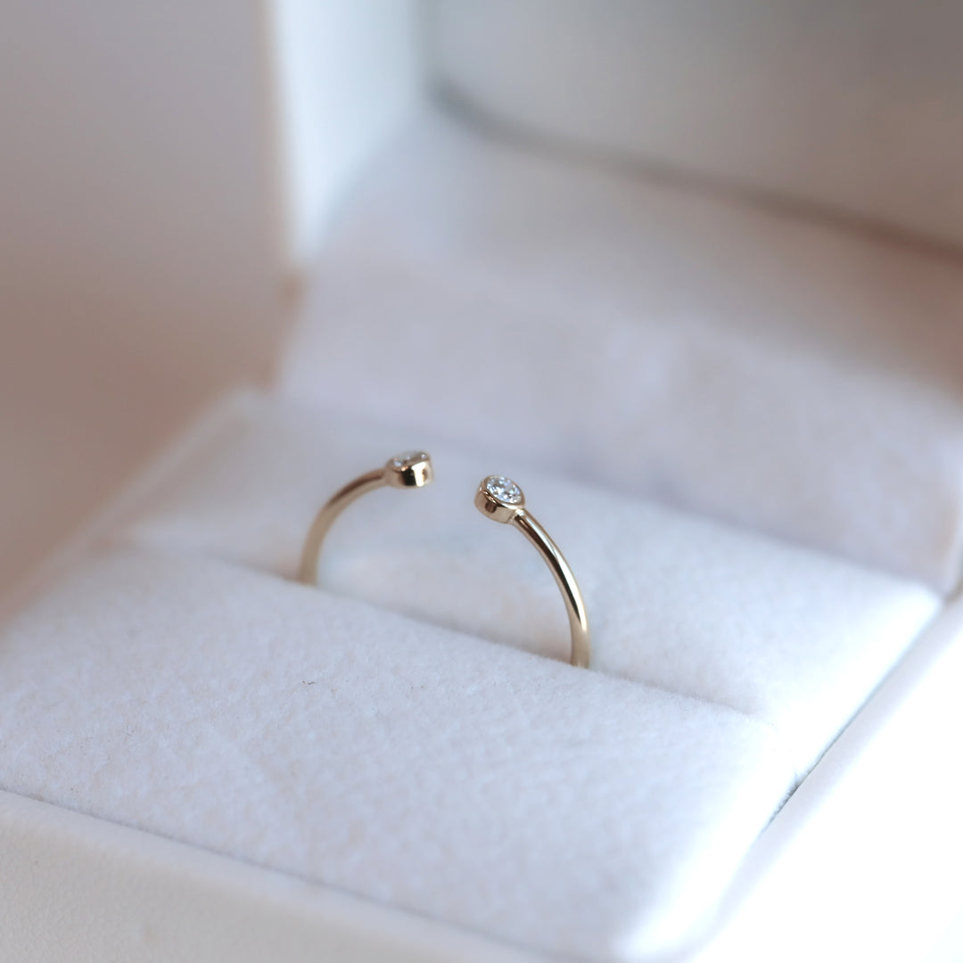Dainty Diamond Open Ring – 14K Solid Gold
