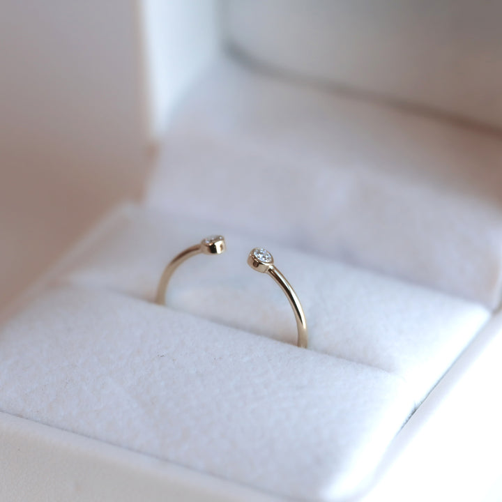 Dainty Diamond Open Ring – 14K Solid Gold