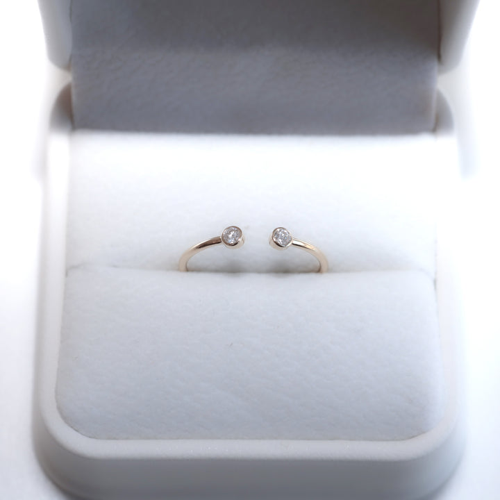 Dainty Diamond Open Ring – 14K Solid Gold