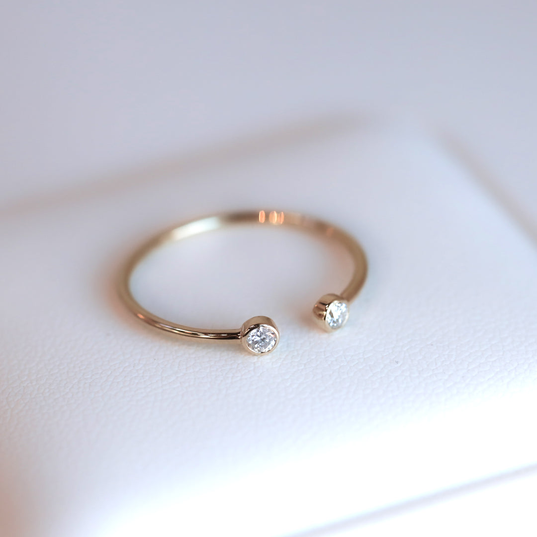 Dainty Diamond Open Ring – 14K Solid Gold