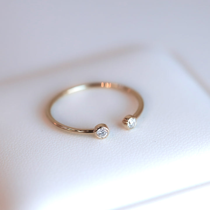 Dainty Diamond Open Ring – 14K Solid Gold