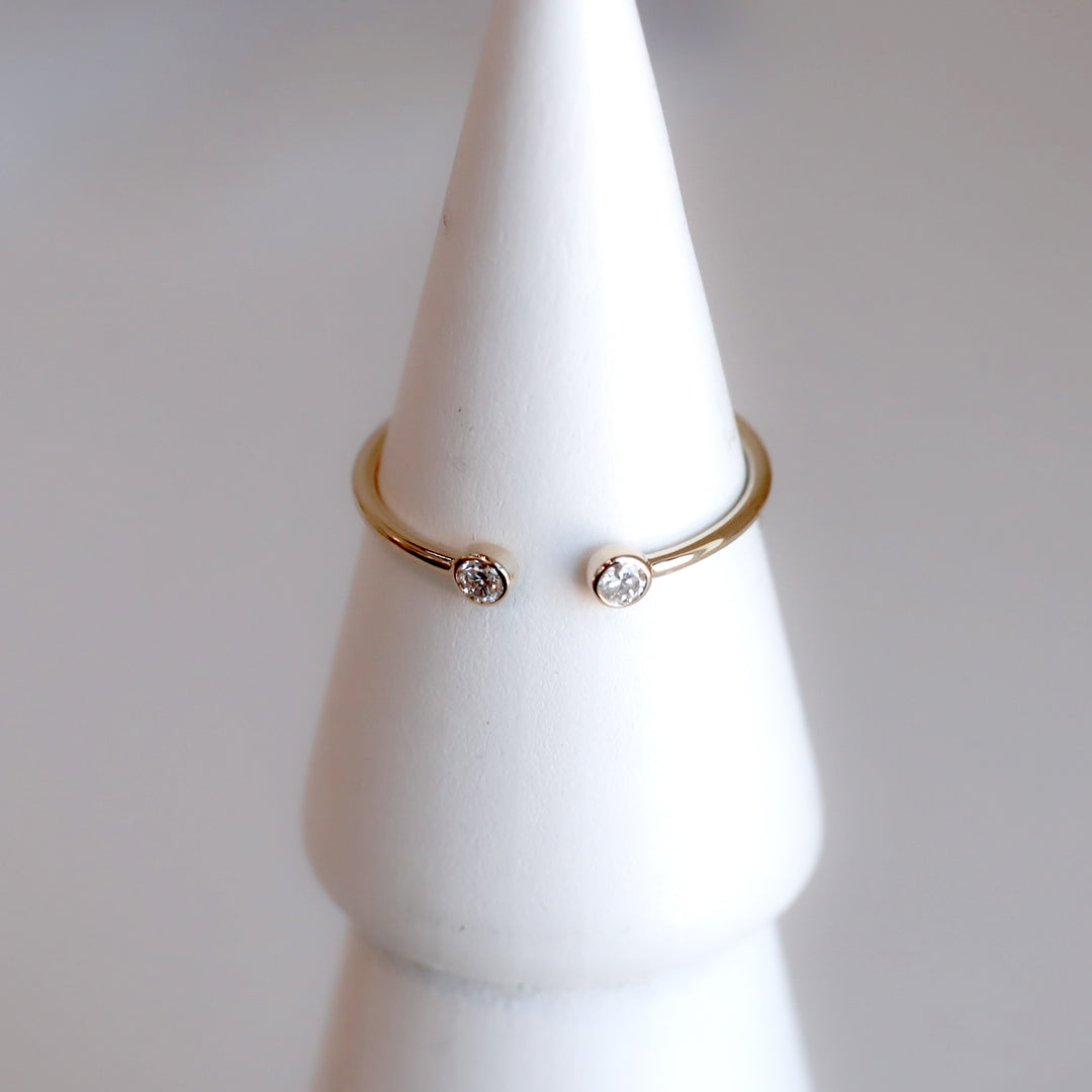 Dainty Diamond Open Ring – 14K Solid Gold