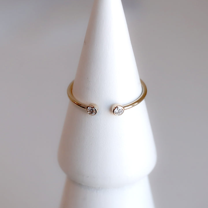 Dainty Diamond Open Ring – 14K Solid Gold