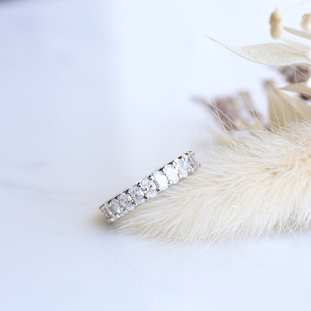 Full Eternity Band with Oval Lab Diamonds Ring - 3ctw. 4ctw. 5ctw. 6ctw.